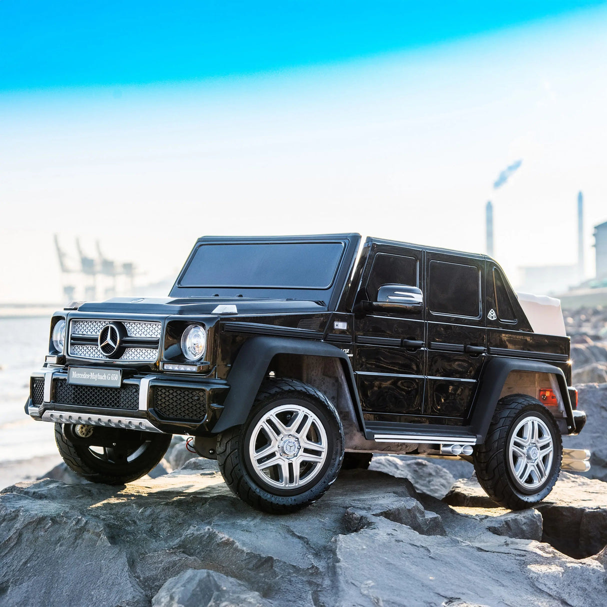 12V Mercedes Maybach G650 Landaulet 1-Seater 4X4 Ride-On Truck with EVA Tires, LED Lights, Music, Remote