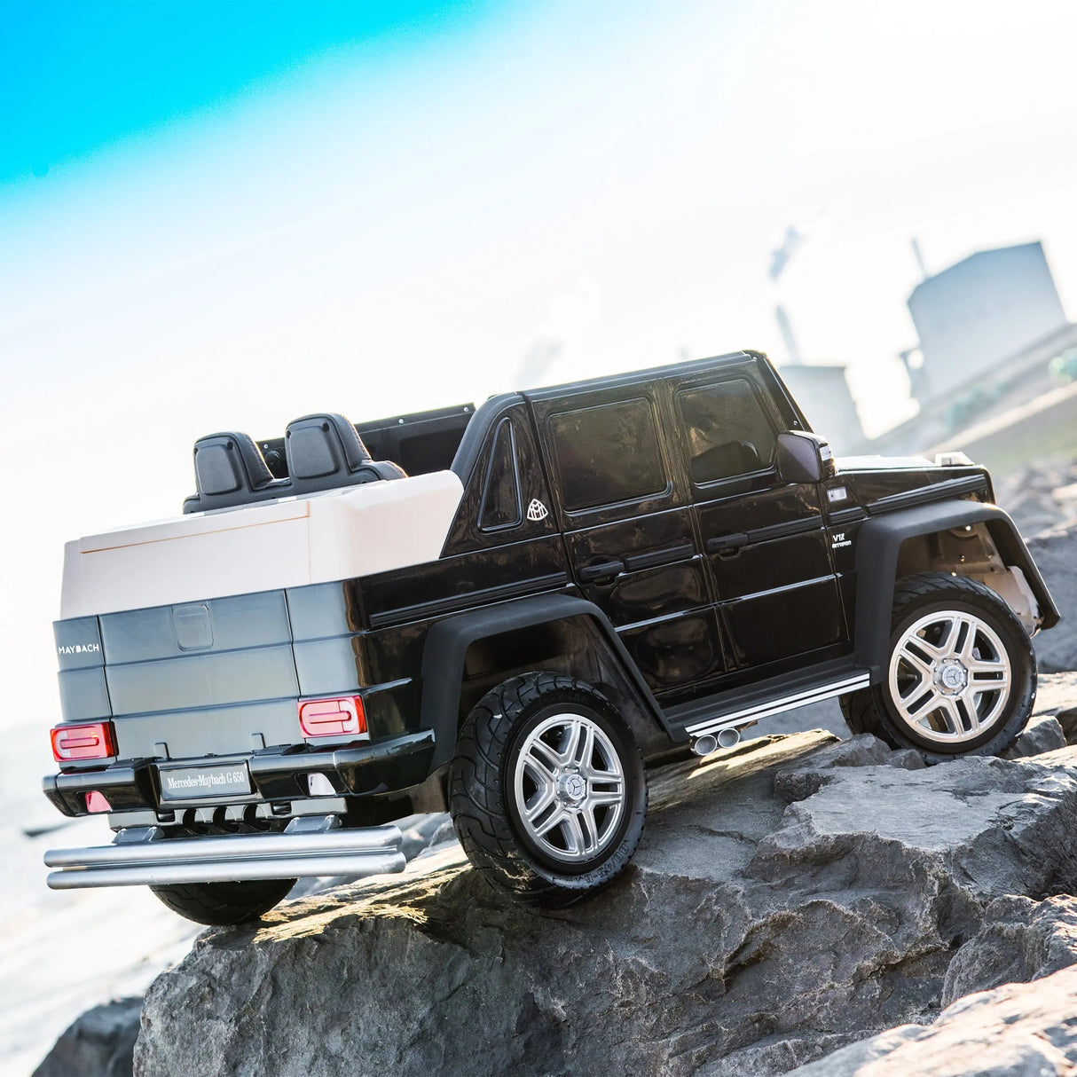 12V Mercedes Maybach G650 Landaulet 1-Seater 4X4 Ride-On Truck with EVA Tires, LED Lights, Music, Remote