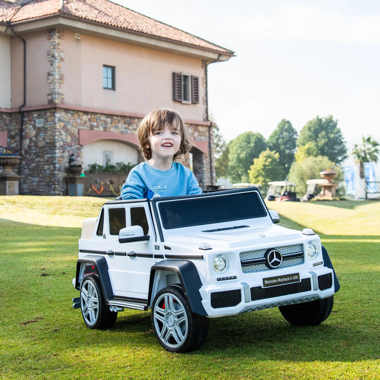 12V Mercedes Maybach G650 Landaulet 1-Seater 4X4 Ride-On Truck with EVA Tires, LED Lights, Music, Remote