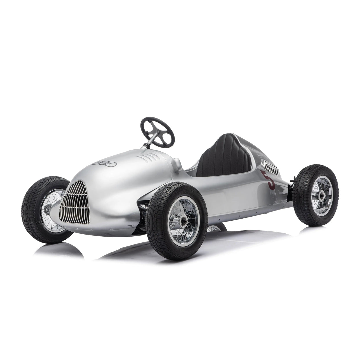 24V Audi Union Type D Silver Arrow Ride-On with Air-Filled Rubber Tires, 350W Brushless Motor