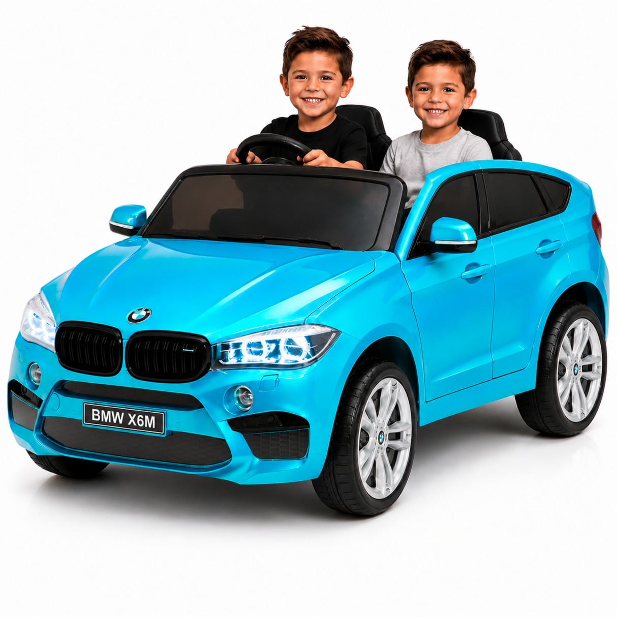 Blue 12V XL 2-Seater Limited Edition Licensed BMW X6 Ride-On Car with EVA Wheels, Music, RC