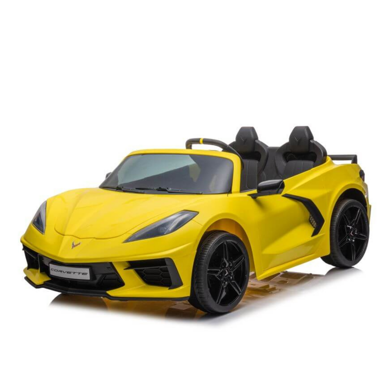 Yellow 24V Premium Corvette C8 with EVA Wheels, Leather Seats and RC