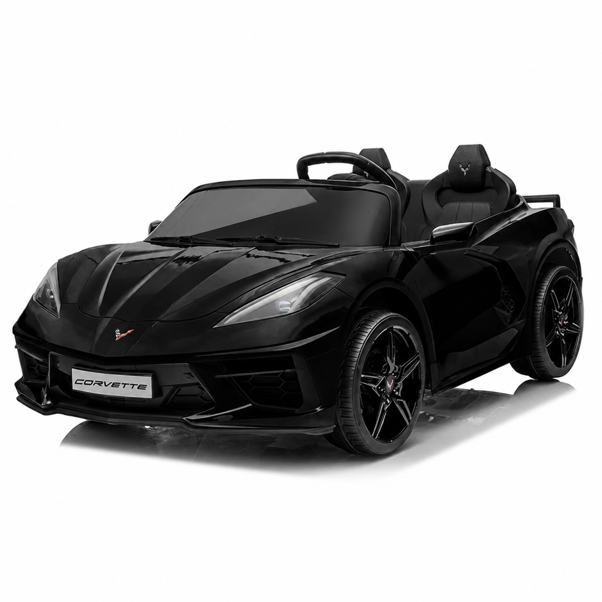 Black 24V Premium Corvette C8 with EVA Wheels, Leather Seats and RC
