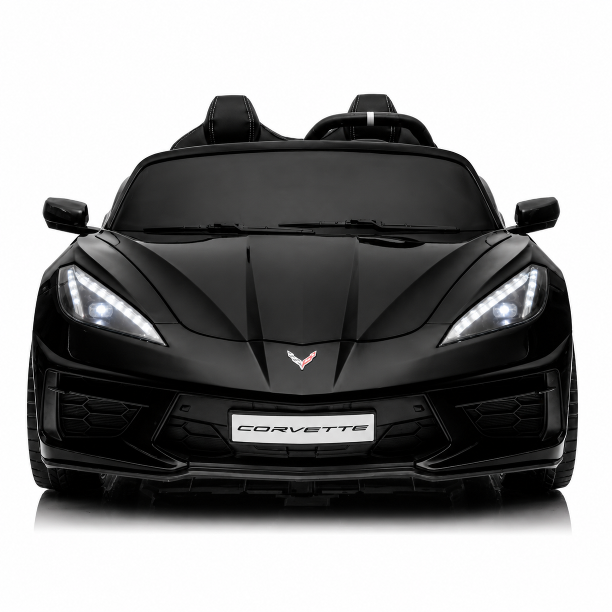 Black 24V Premium Corvette C8 with EVA Wheels, Leather Seats and RC