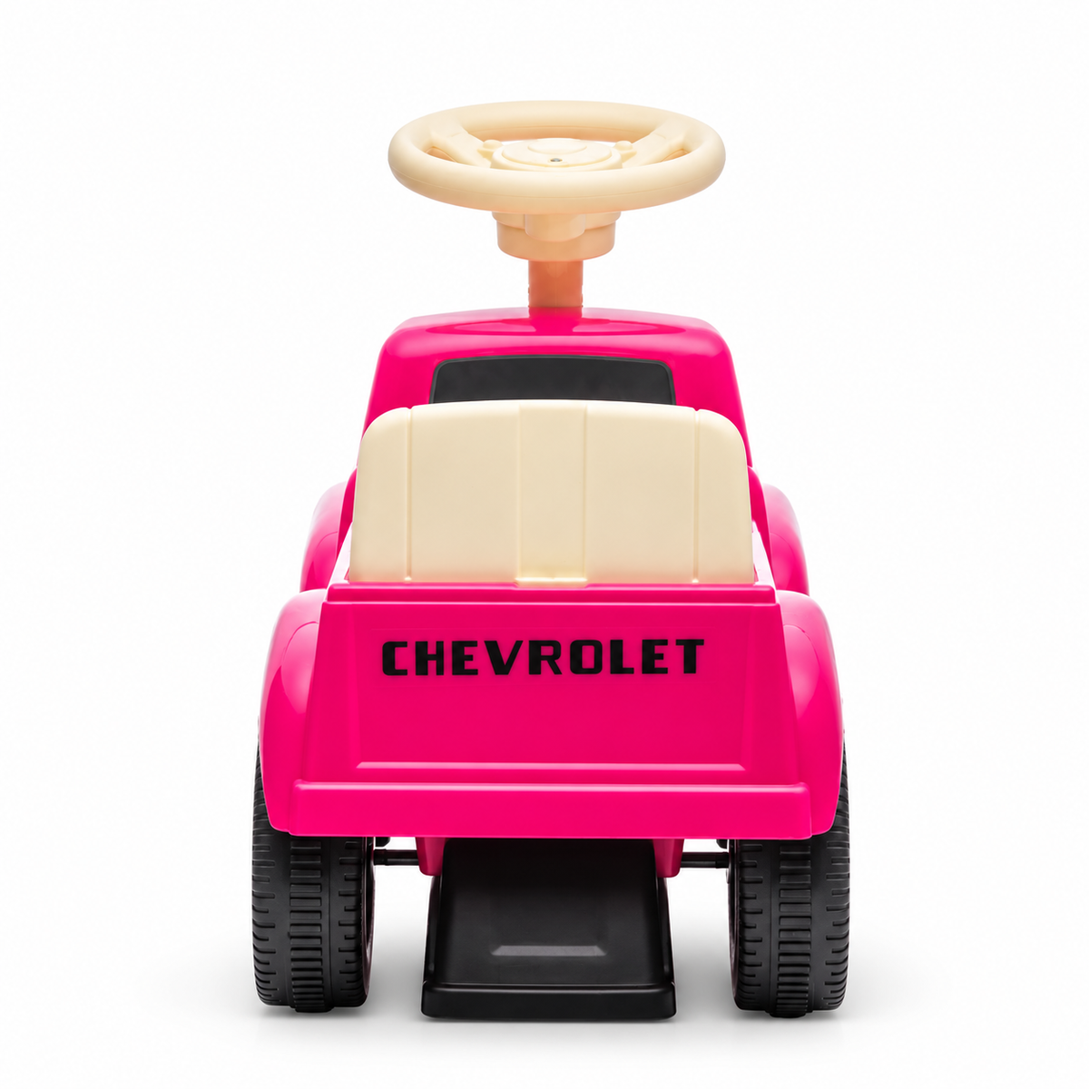 Toddlers Pink Chevrolet 3100 Vintage Foot-To-Floor Ride-On Push Car with Music, Storage