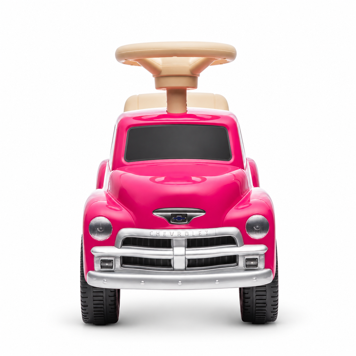 Toddlers Pink Chevrolet 3100 Vintage Foot-To-Floor Ride-On Push Car with Music, Storage