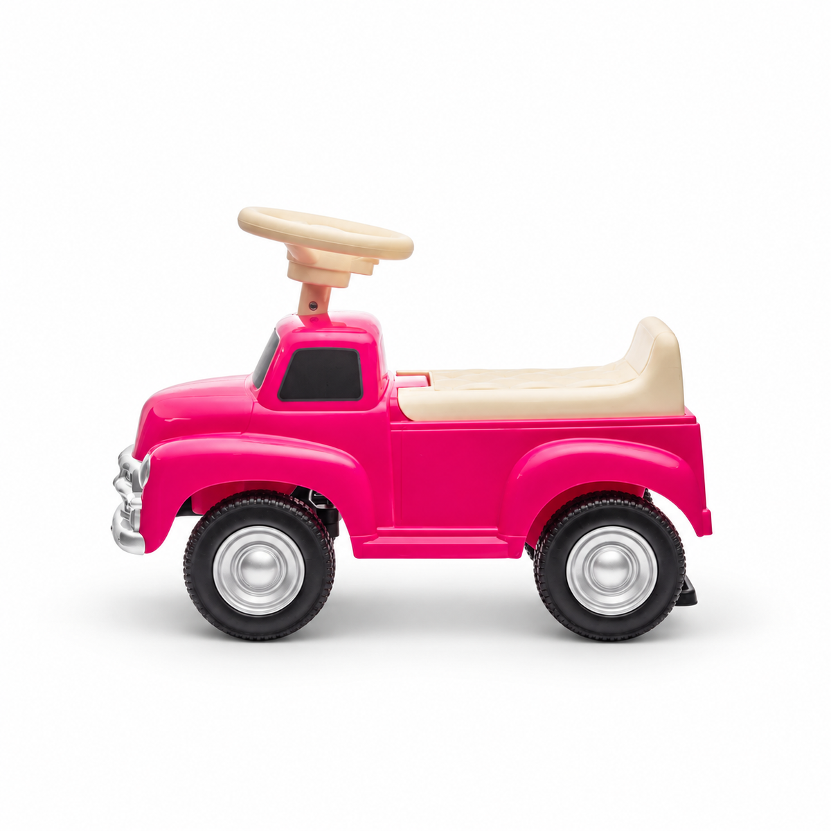 Toddlers Pink Chevrolet 3100 Vintage Foot-To-Floor Ride-On Push Car with Music, Storage