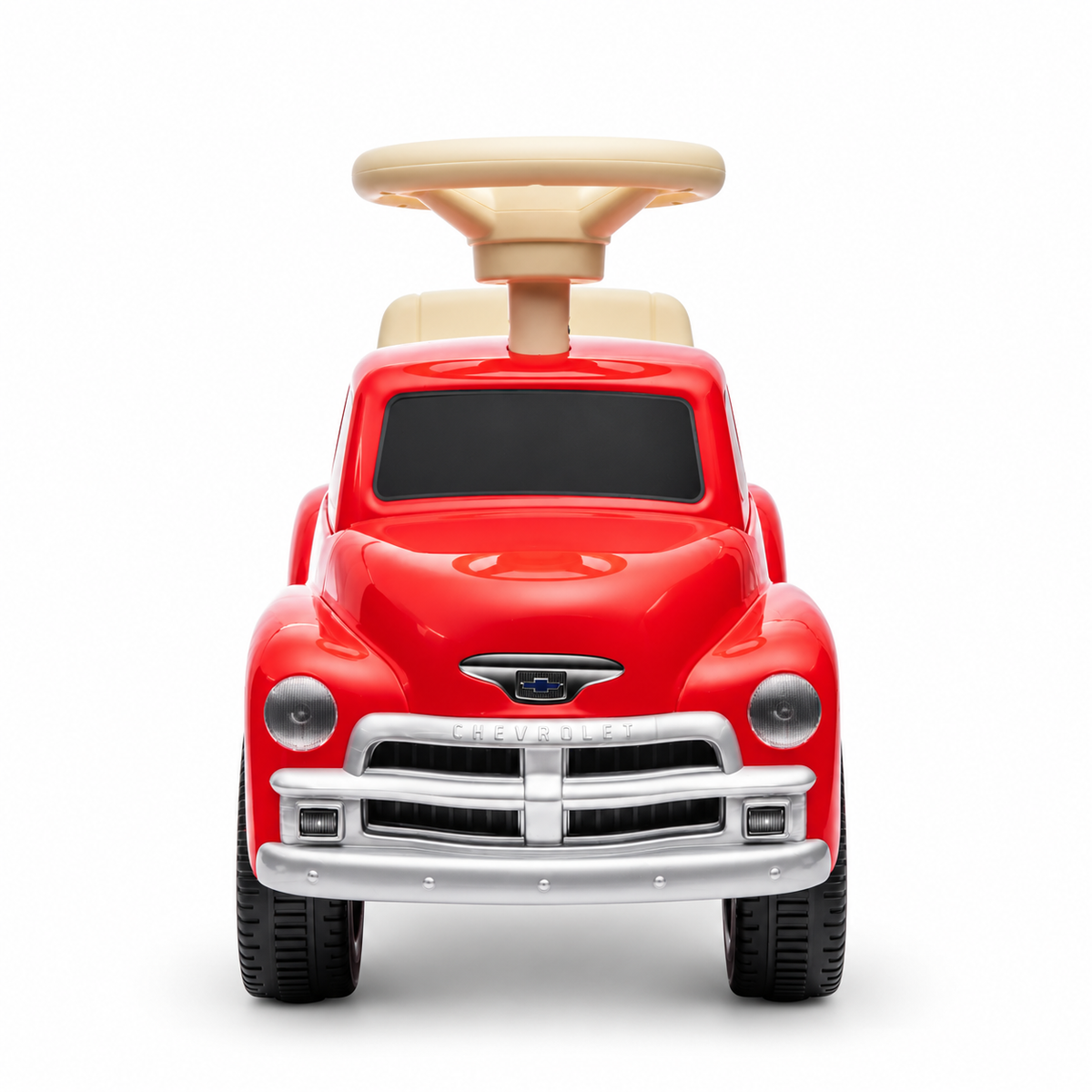 Toddlers Red Chevrolet 3100 Vintage Foot-To-Floor Ride-On Push Car with Music, Storage