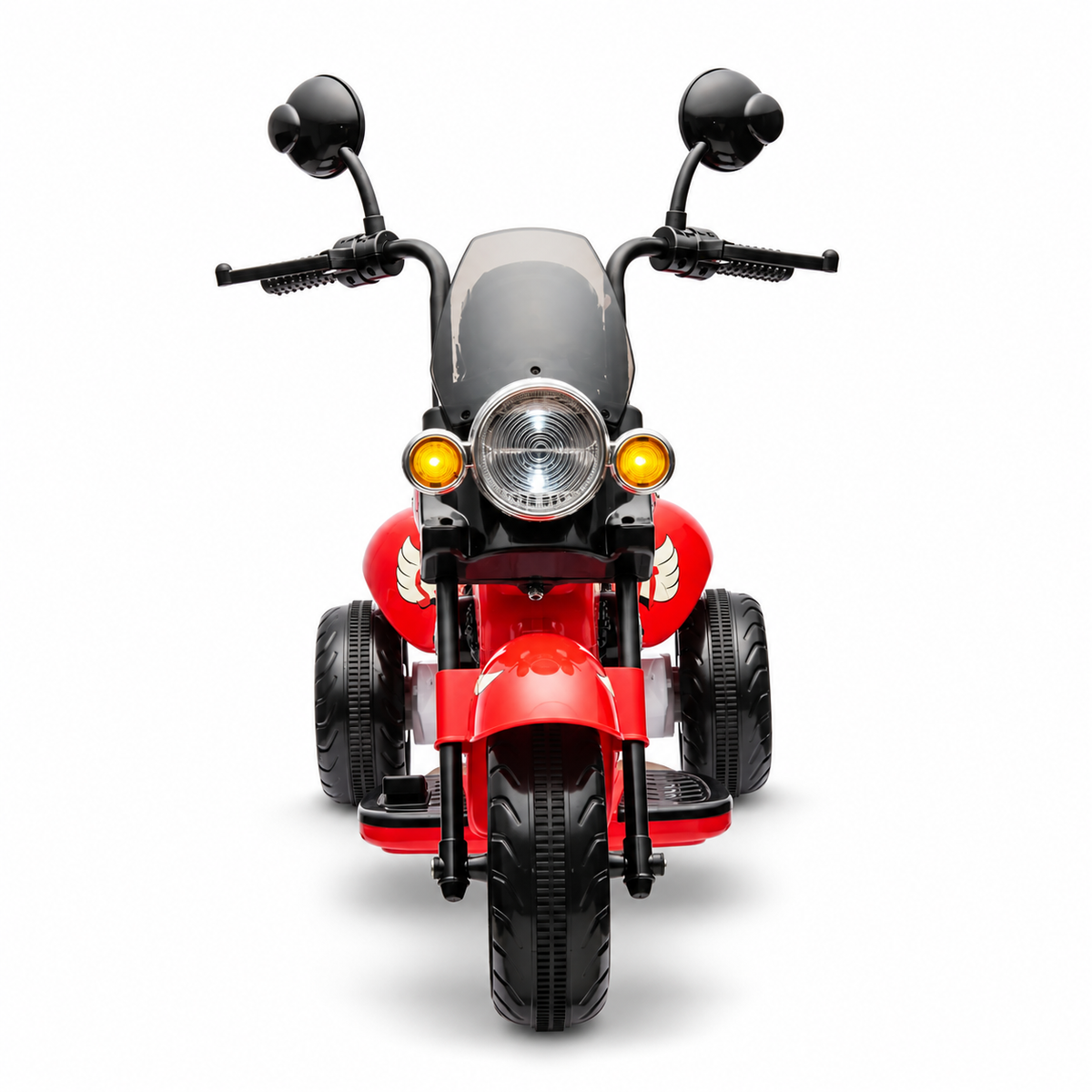 Red 12V/35W 3-Wheel Chopper-Style Cruiser Ride-On Motorcycle with LED Lights