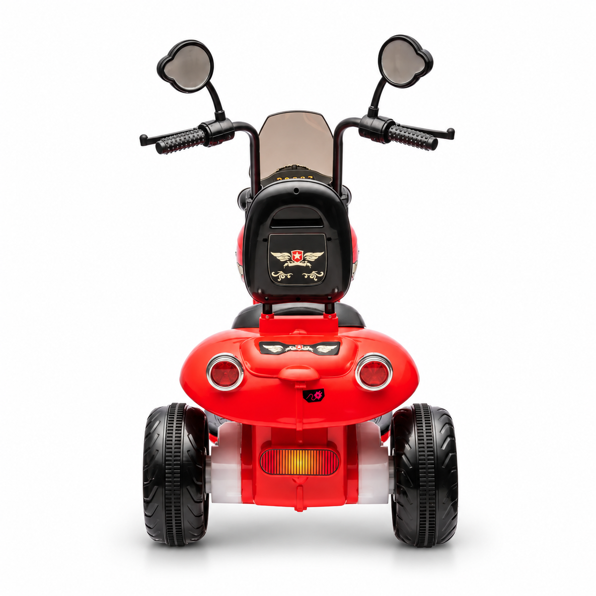 Red 12V/35W 3-Wheel Chopper-Style Cruiser Ride-On Motorcycle with LED Lights