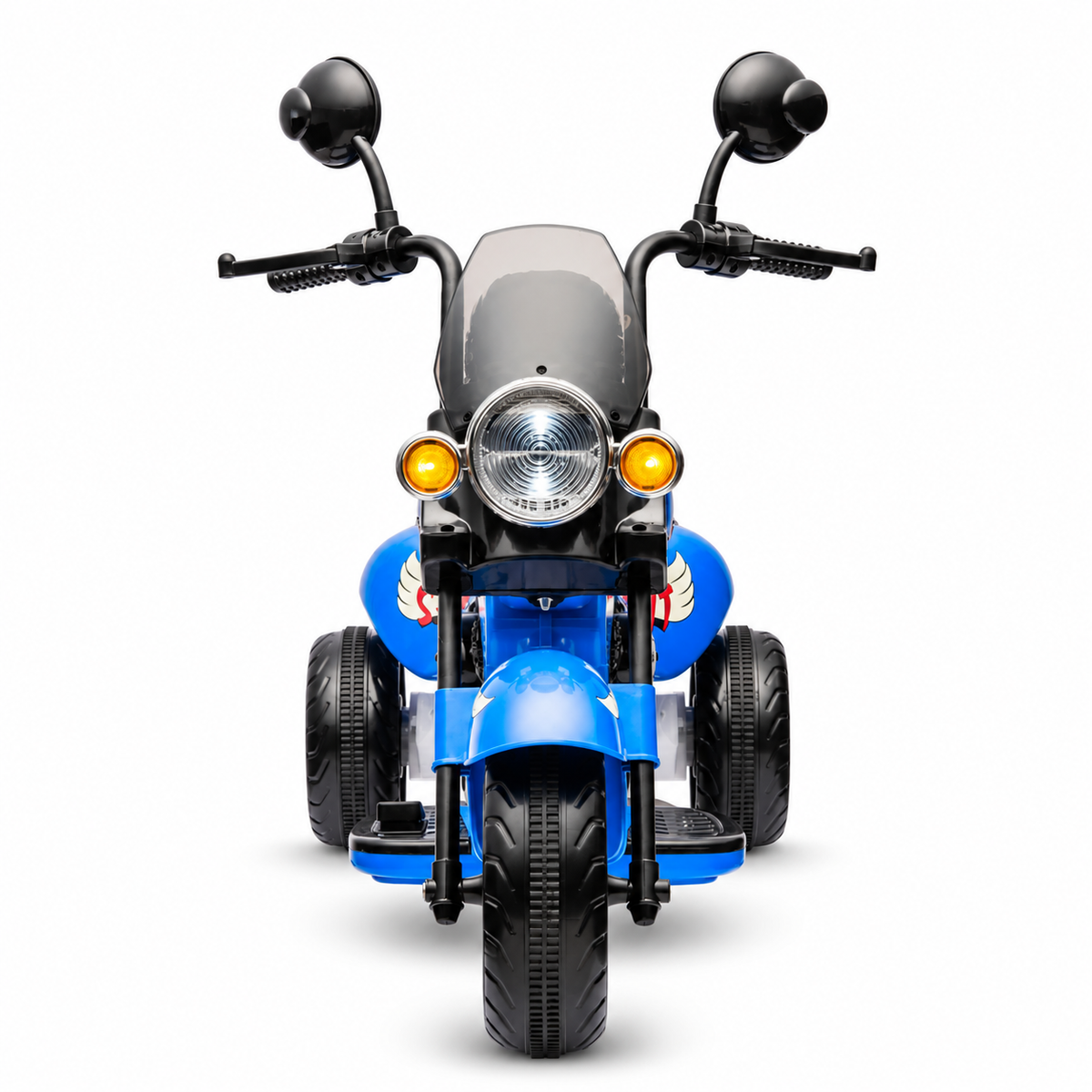 Blue 12V/35W 3-Wheel Chopper-Style Cruiser Ride-On Motorcycle with LED Lights