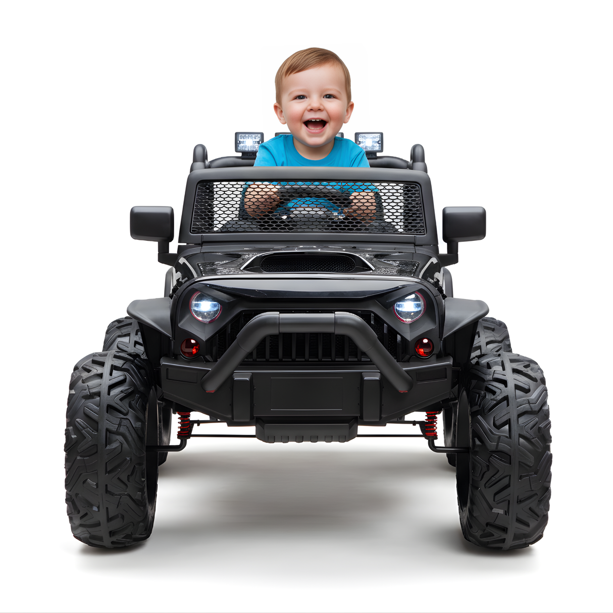 Black 24V EVA Big Wheels Upgraded Ride On Truck with Rubber Wheels, Remote