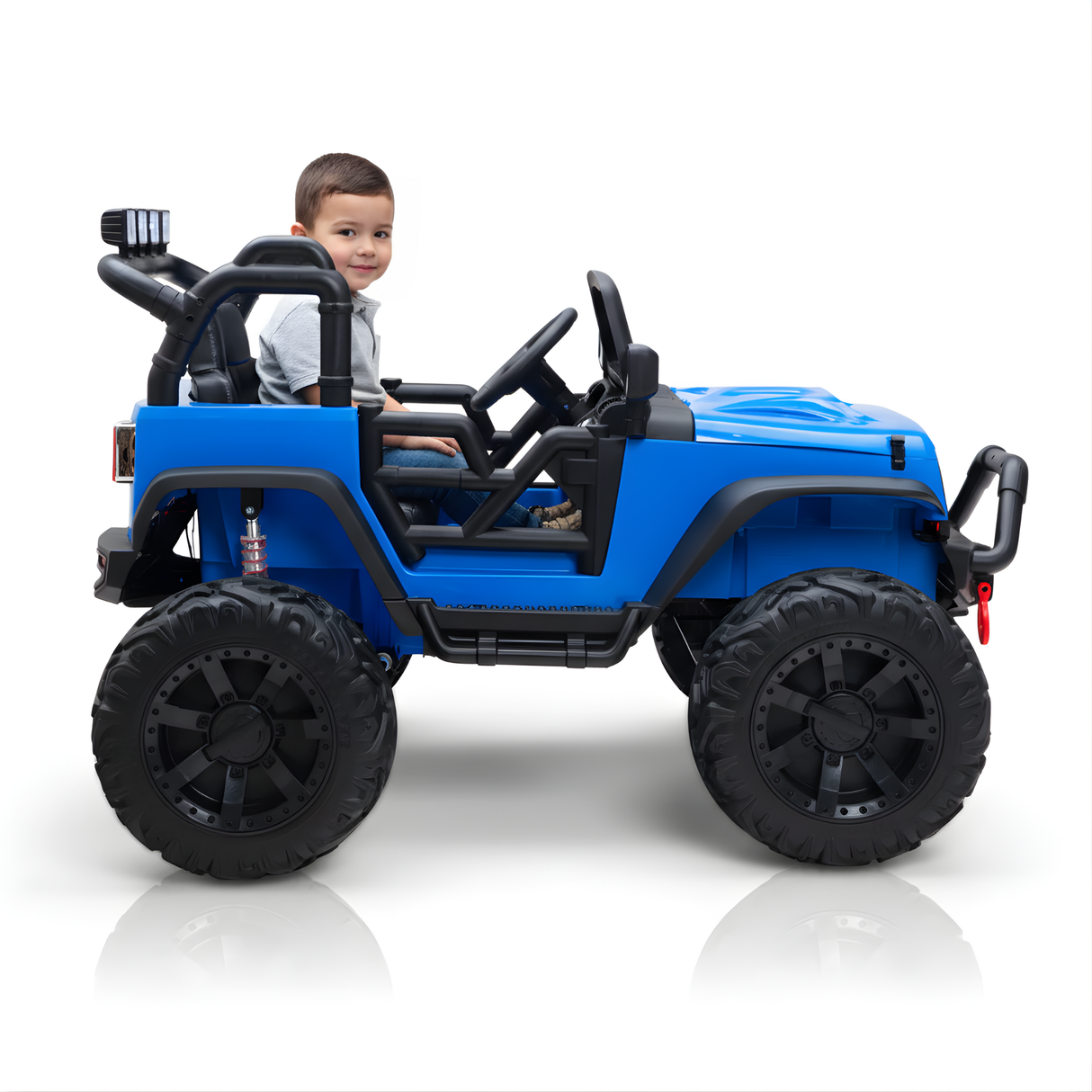 Blue 24V EVA Big Wheels Upgraded Ride On Truck with Rubber Wheels, Remote