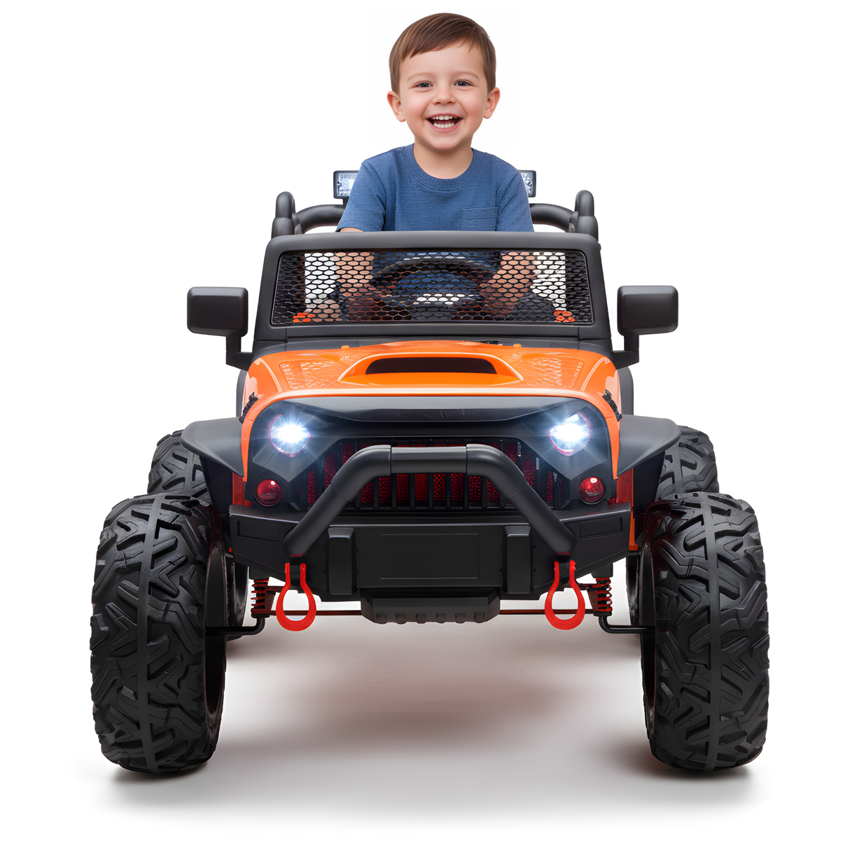 Orange 24V EVA Big Wheels Kids 1 Seater Upgraded Ride On Truck with Rubber Wheels, Remote
