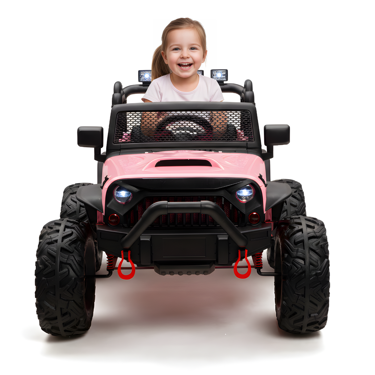 Pink 24V EVA Big Wheels Kids 1 Seater Upgraded Ride On Truck with Rubber Wheels, Remote