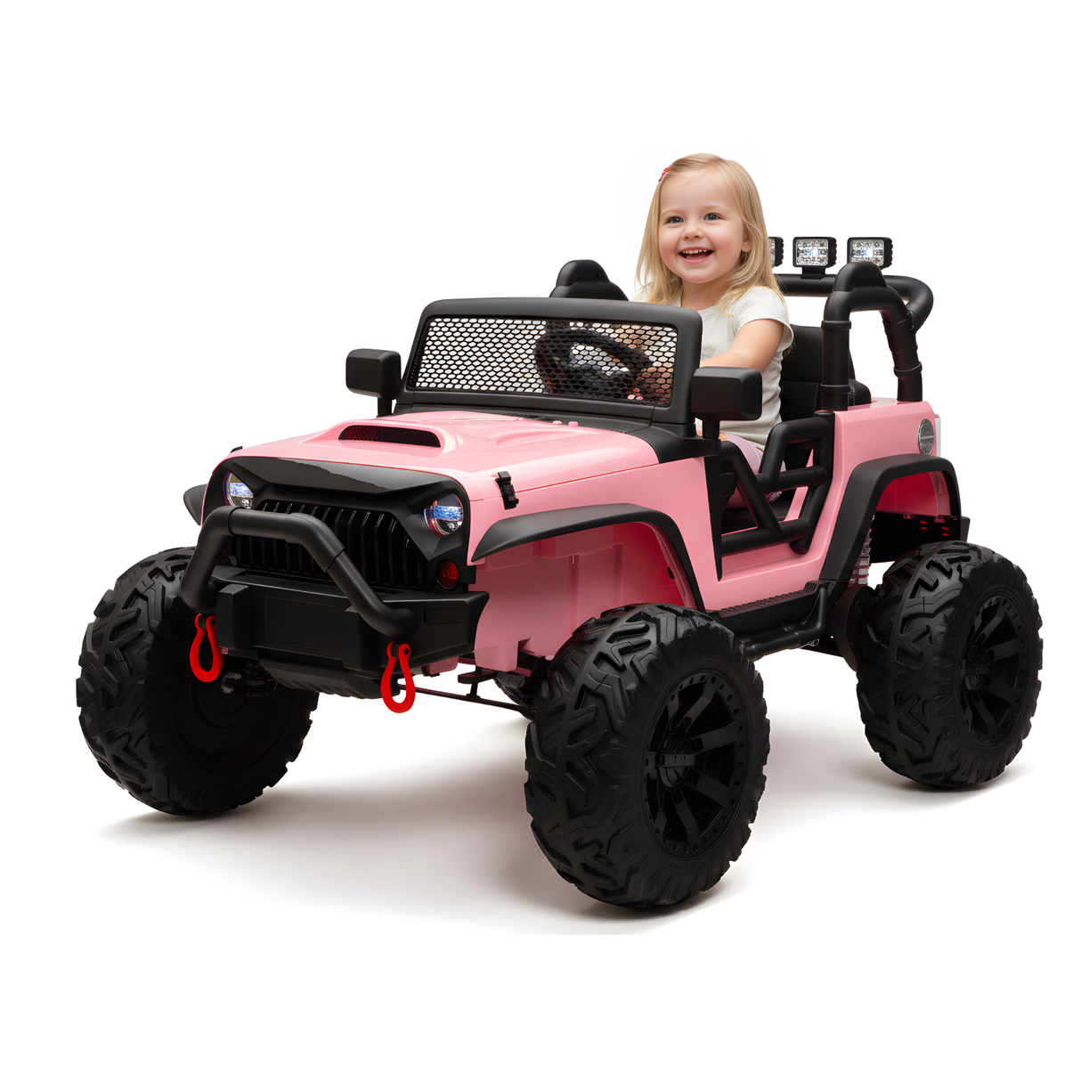 Pink 24V EVA Big Wheels Kids 1 Seater Upgraded Ride On Truck with Rubber Wheels, Remote