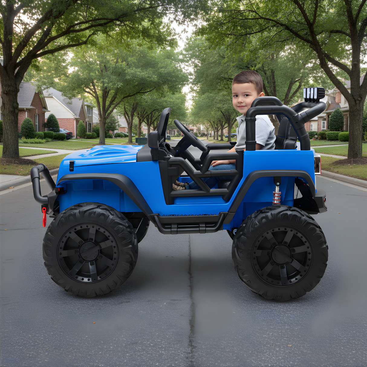 Blue 24V EVA Big Wheels Upgraded Ride On Truck with Rubber Wheels, Remote