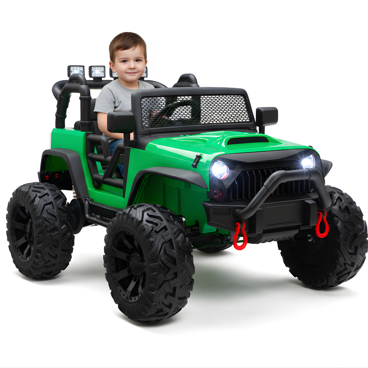 Green 24V EVA Big Wheels Kids 1 Seater Upgraded Ride On Truck with Rubber Wheels, Remote