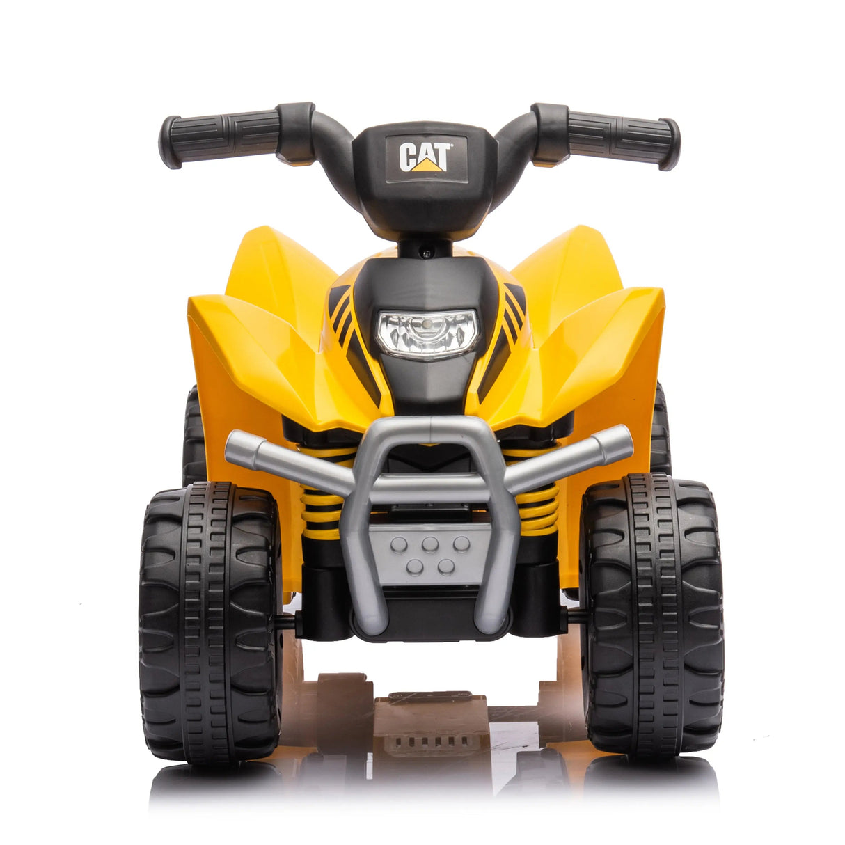 Yellow 6V Kids Mini CAT Themed Ride-On Quad ATV with LED Lights, Sound