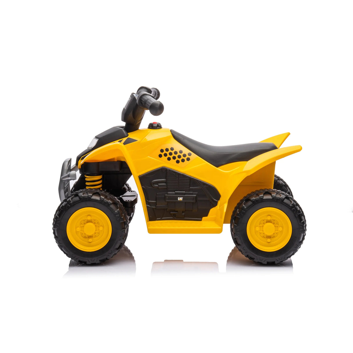 Yellow 6V Kids Mini CAT Themed Ride-On Quad ATV with LED Lights, Sound