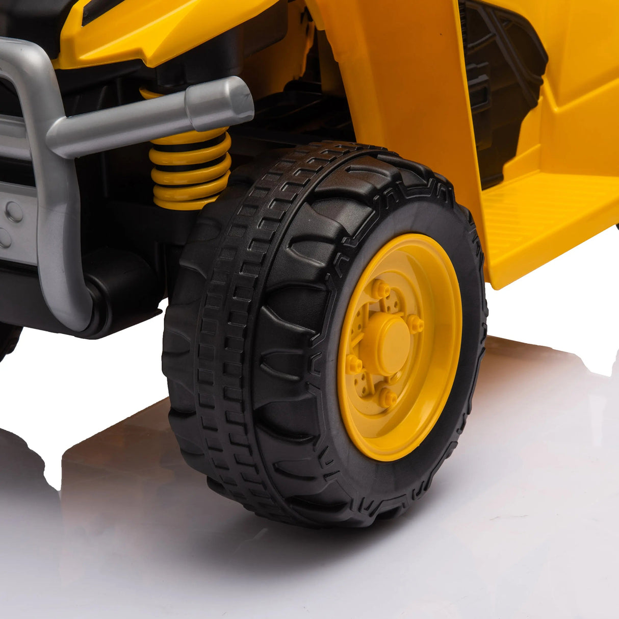 Yellow 6V Kids Mini CAT Themed Ride-On Quad ATV with LED Lights, Sound