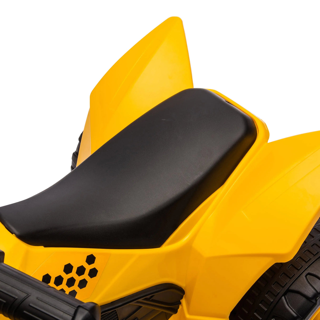 Yellow 6V Kids Mini CAT Themed Ride-On Quad ATV with LED Lights, Sound