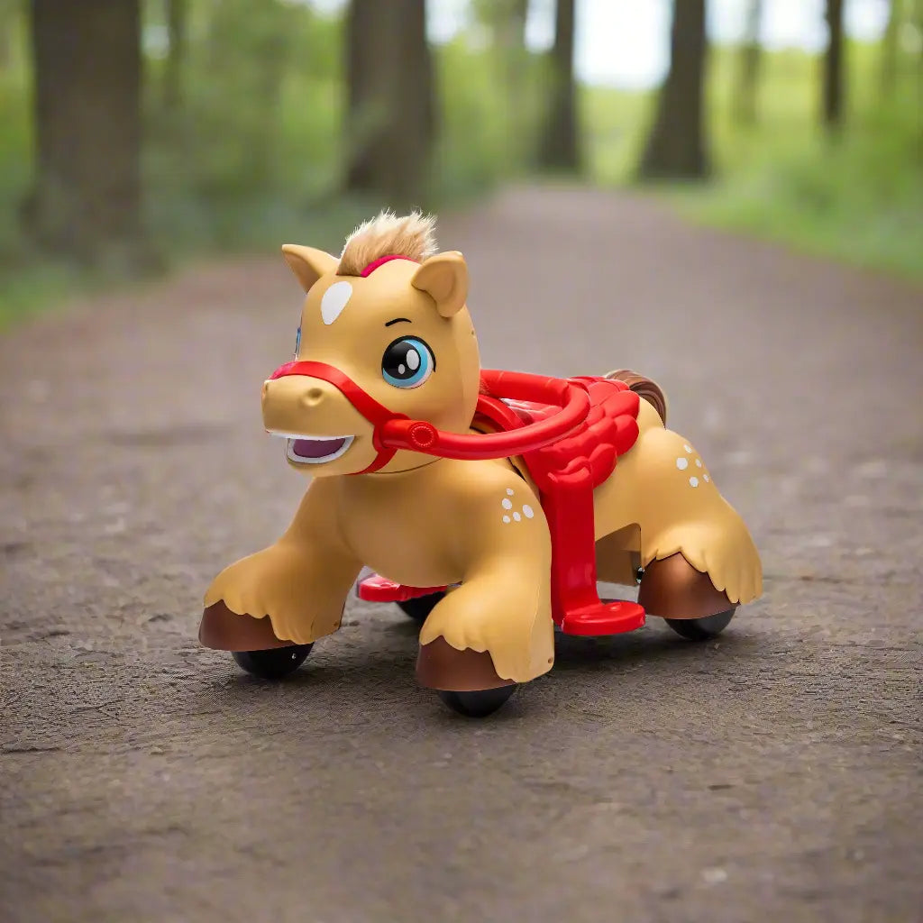 6V Toddlers Interactive 1-Seater Pony Ride-On with Lights, Sound