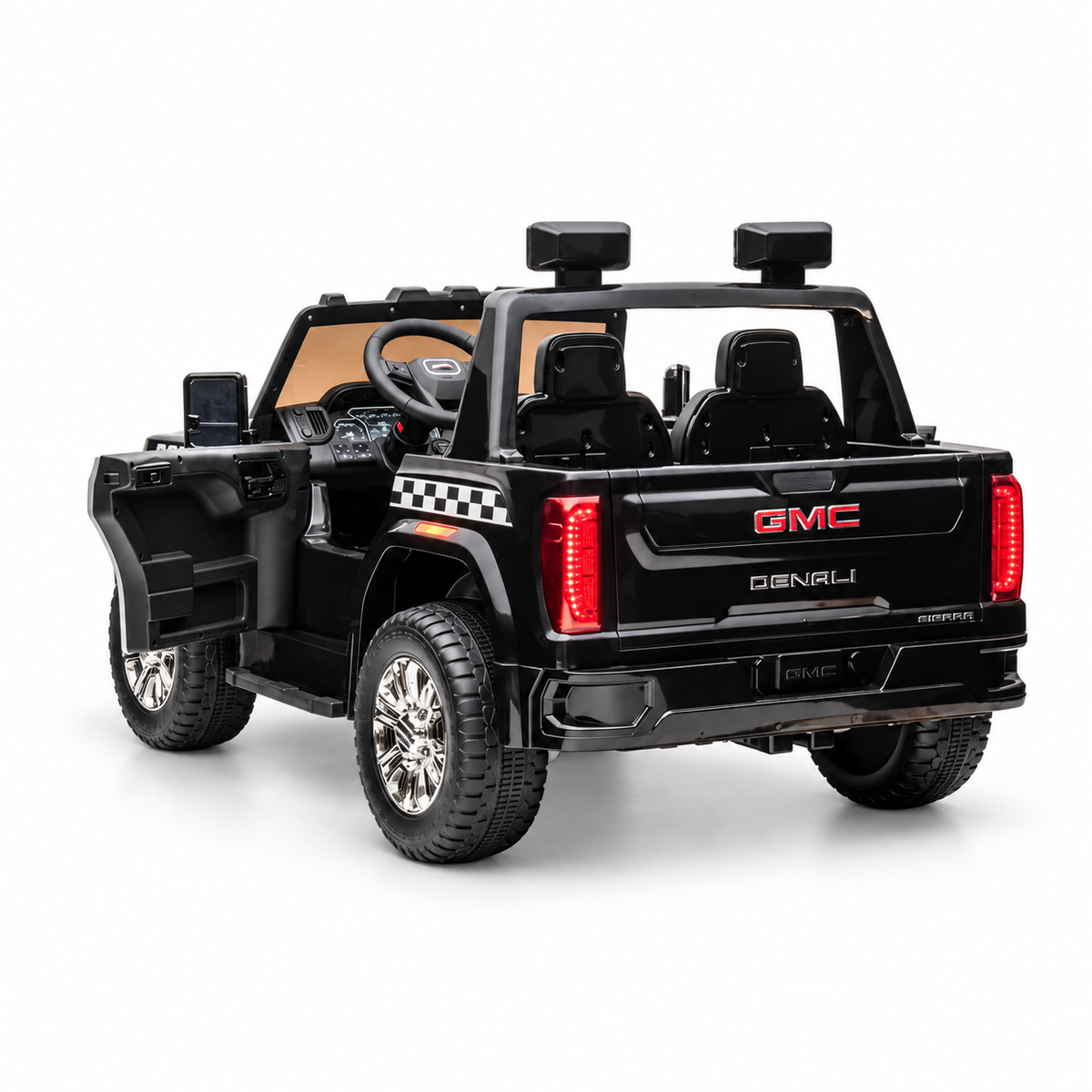 24V GMC Sierra Denali 2-Seater Police Edition Ride-On Truck with EVA Tires, Emergency Siren and Lights, Music, Remote