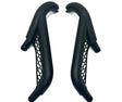 The 12V Unimog set of rear roll bar brackets features two black aero bars with honeycomb-patterned armrest supports, positioned parallel on a white background. Their sleek design and curved ends give them a premium look, perfect for enhancing your ride-on car adventures from KidsVIPOnline.