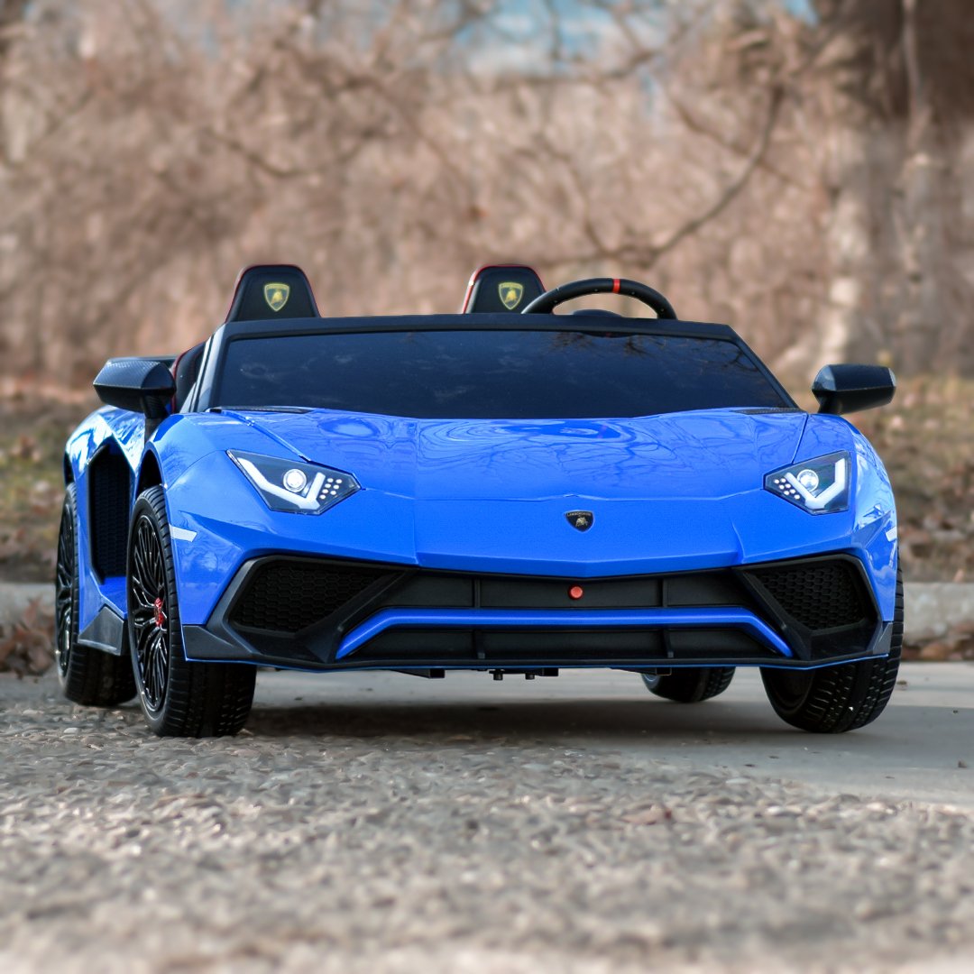 Blue 24V/180W Lamborghini SV Limited Edition XXL Ride-On Supercar with Air-Filled Rubber Tires — 9MPH