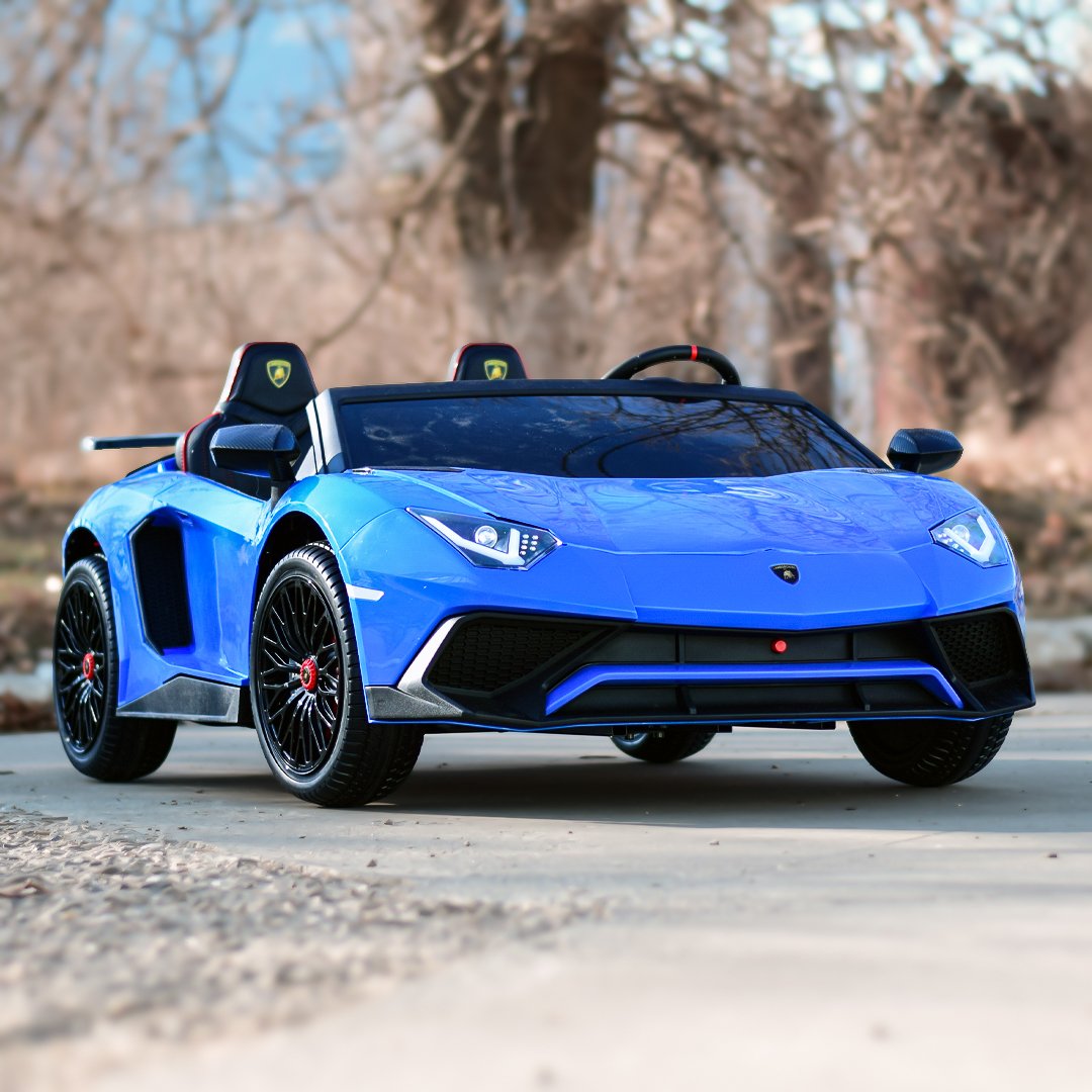 Blue 24V/180W Lamborghini SV Limited Edition XXL Ride-On Supercar with Air-Filled Rubber Tires — 9MPH