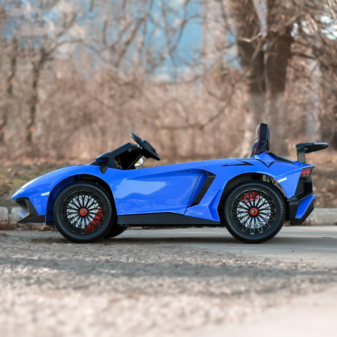 Blue 24V/180W Lamborghini SV Limited Edition XXL Ride-On Supercar with Air-Filled Rubber Tires — 9MPH