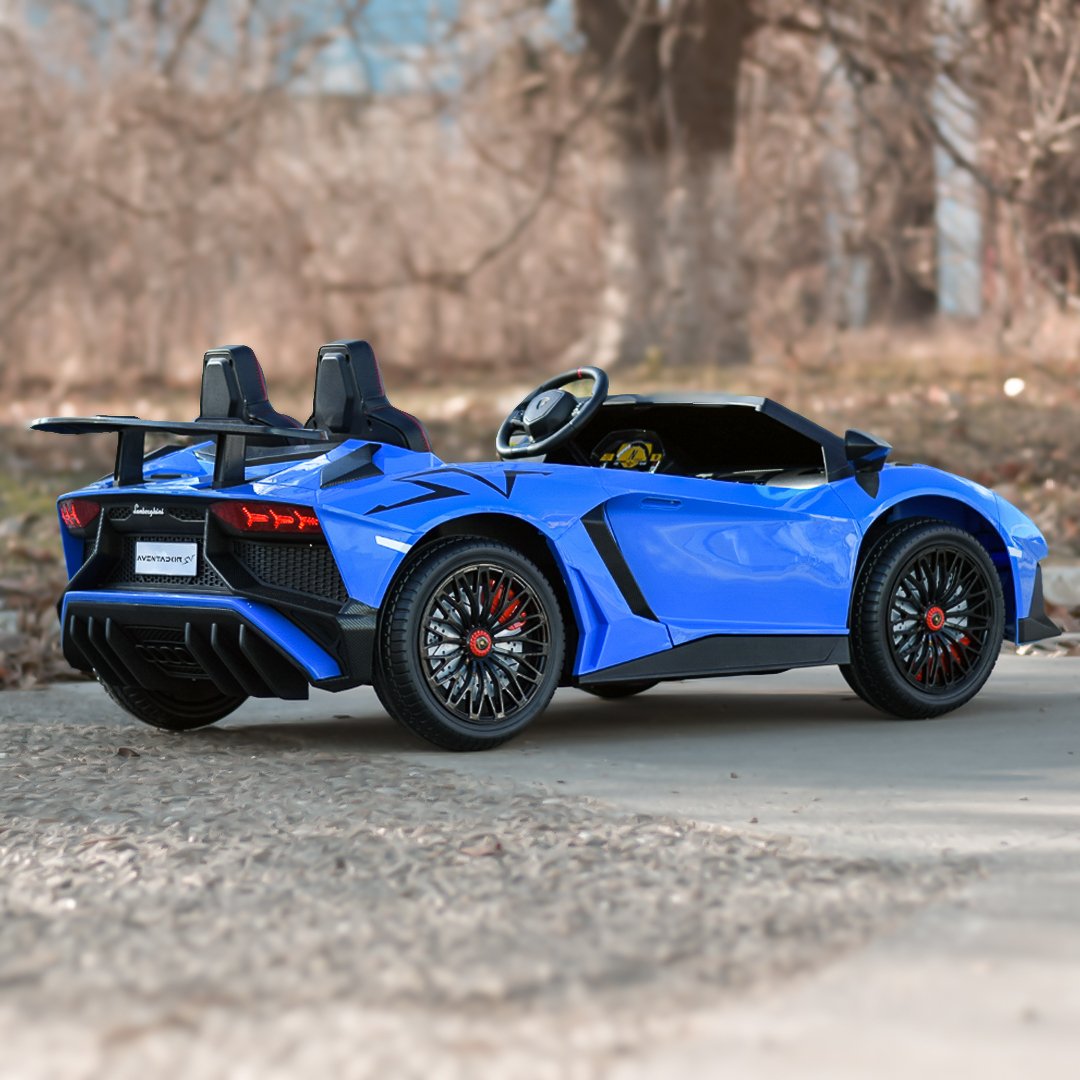 Blue 24V/180W Lamborghini SV Limited Edition XXL Ride-On Supercar with Air-Filled Rubber Tires — 9MPH