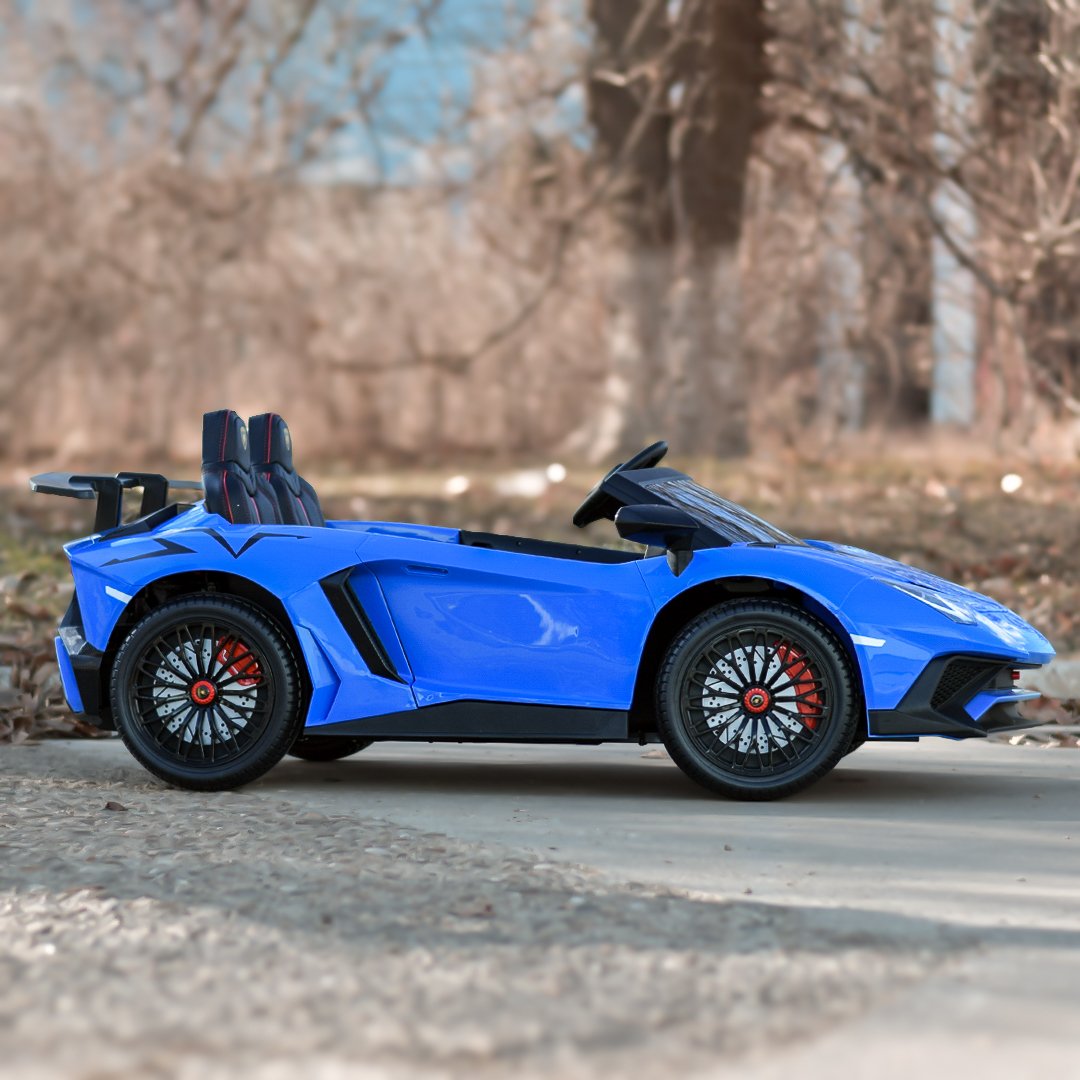 Blue 24V/180W Lamborghini SV Limited Edition XXL Ride-On Supercar with Air-Filled Rubber Tires — 9MPH