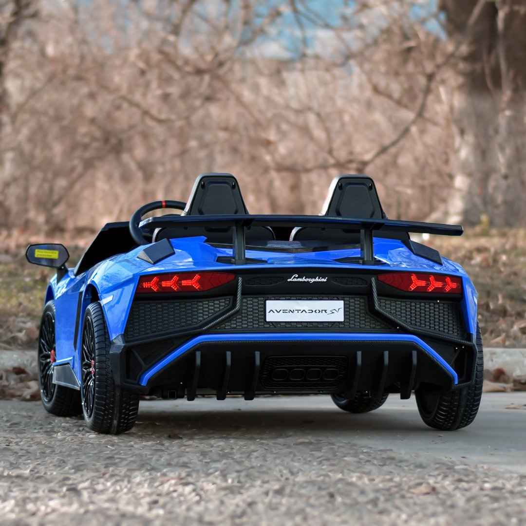 Blue 24V/180W Lamborghini SV Limited Edition XXL Ride-On Supercar with Air-Filled Rubber Tires — 9MPH
