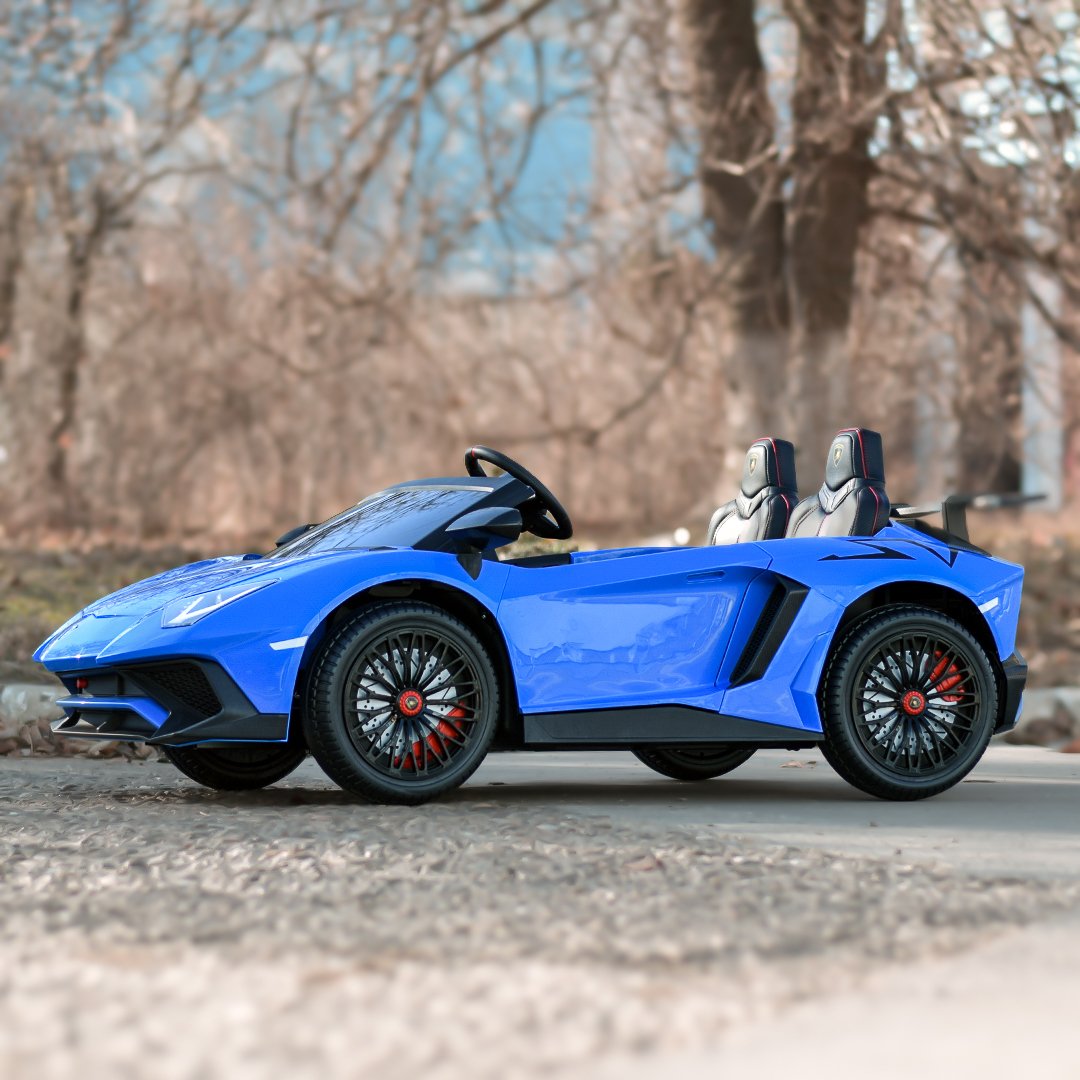 Blue 24V/180W Lamborghini SV Limited Edition XXL Ride-On Supercar with Air-Filled Rubber Tires — 9MPH