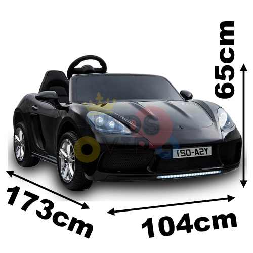 The Orange 24V XXL SuperSport Big Kids Ride On Car features a sleek design with silver wheels, LED headlights, and a ISO-A2Y license plate. Its 173x104x65cm and powered by a robust 180W brushless motor, offering an exhilarating ride similar to a convertible sports car.