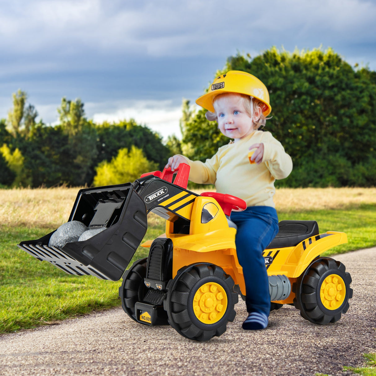 Kids Foot-To-Floor Ride-On Bulldozer with Adjustable Bucket Aged 3+ Years Old