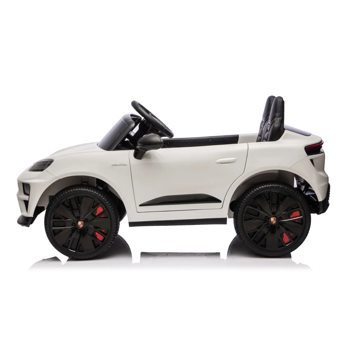 White 24V Porsche Macan Turbo EV Ride-On SUV with EVA Tires, LED Lights, Music, Remote