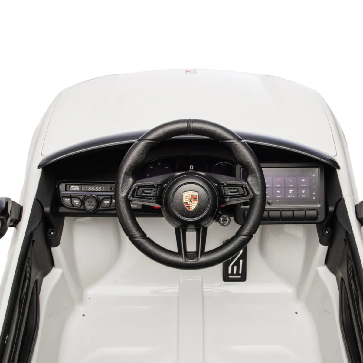 White 24V Porsche Macan Turbo EV Ride-On SUV with EVA Tires, LED Lights, Music, Remote