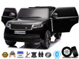 The Black 24V Kids Range Rover ride-on SUV offers a licensed design, dual seats, openable doors, USB/Bluetooth capability, EVA rubber wheels, remote control for parental guidance, and a suspension system.