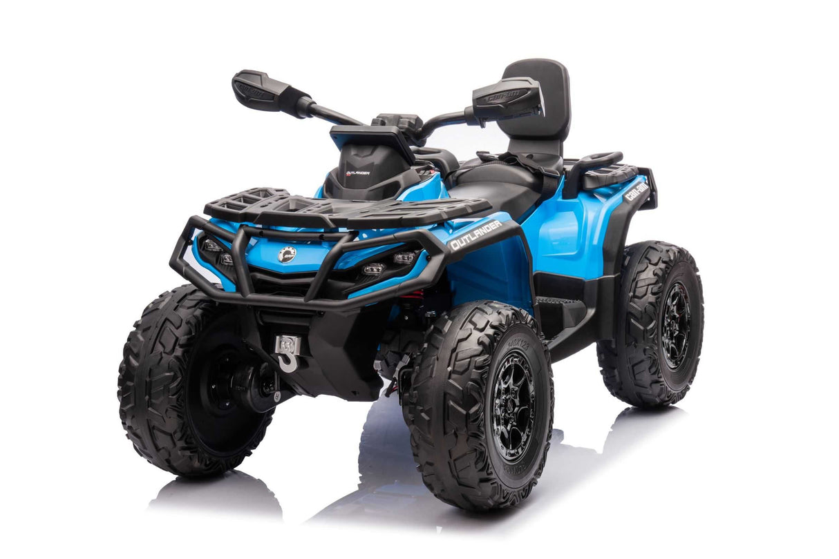 Blue 24V Premium Edition Can-Am Outlander 4WD Ride-On Quad ATV for 2 Kids