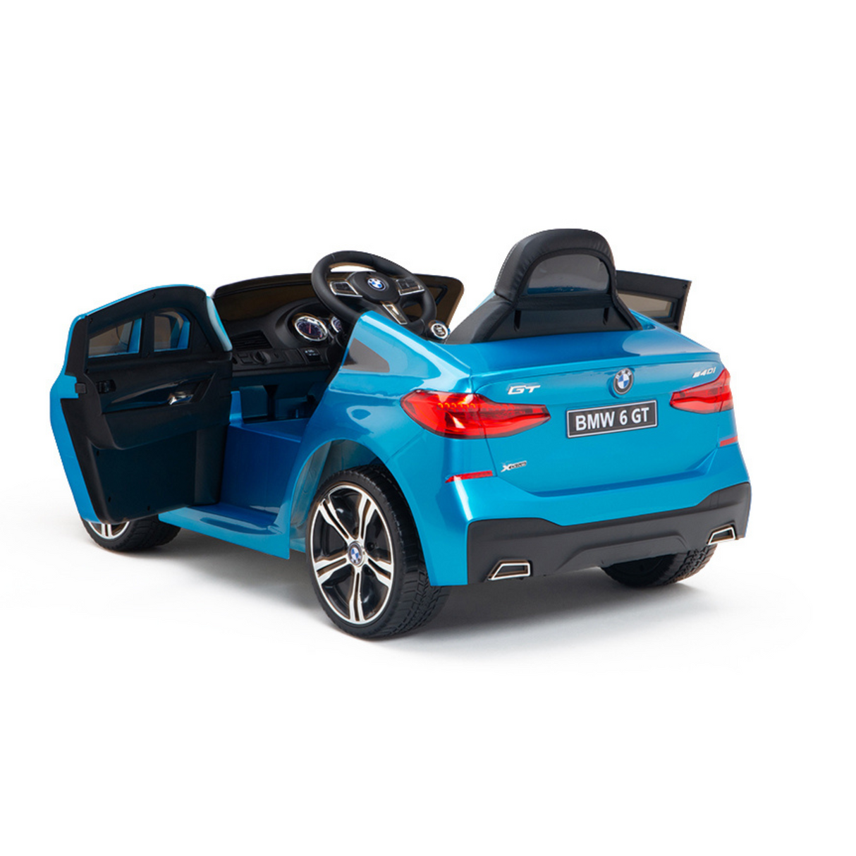 Blue 12V BMW GT Kids Licensed 1-Seater Upgraded Ride-On Car with EVA Wheels, Music, RC