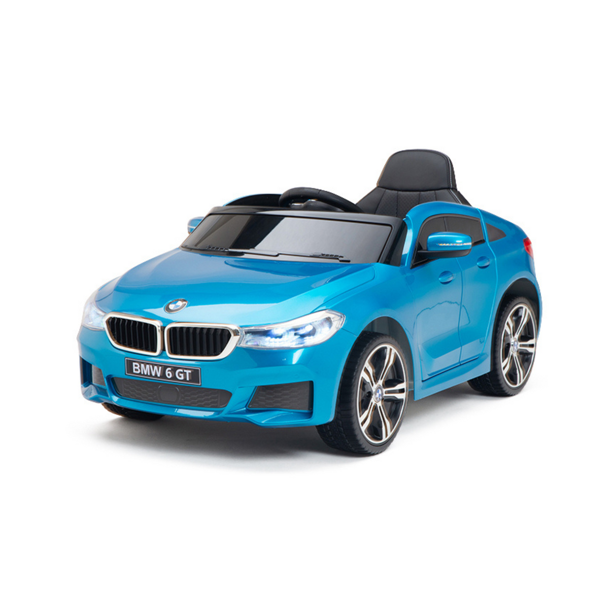 Blue 12V BMW GT Kids Licensed 1-Seater Upgraded Ride-On Car with EVA Wheels, Music, RC