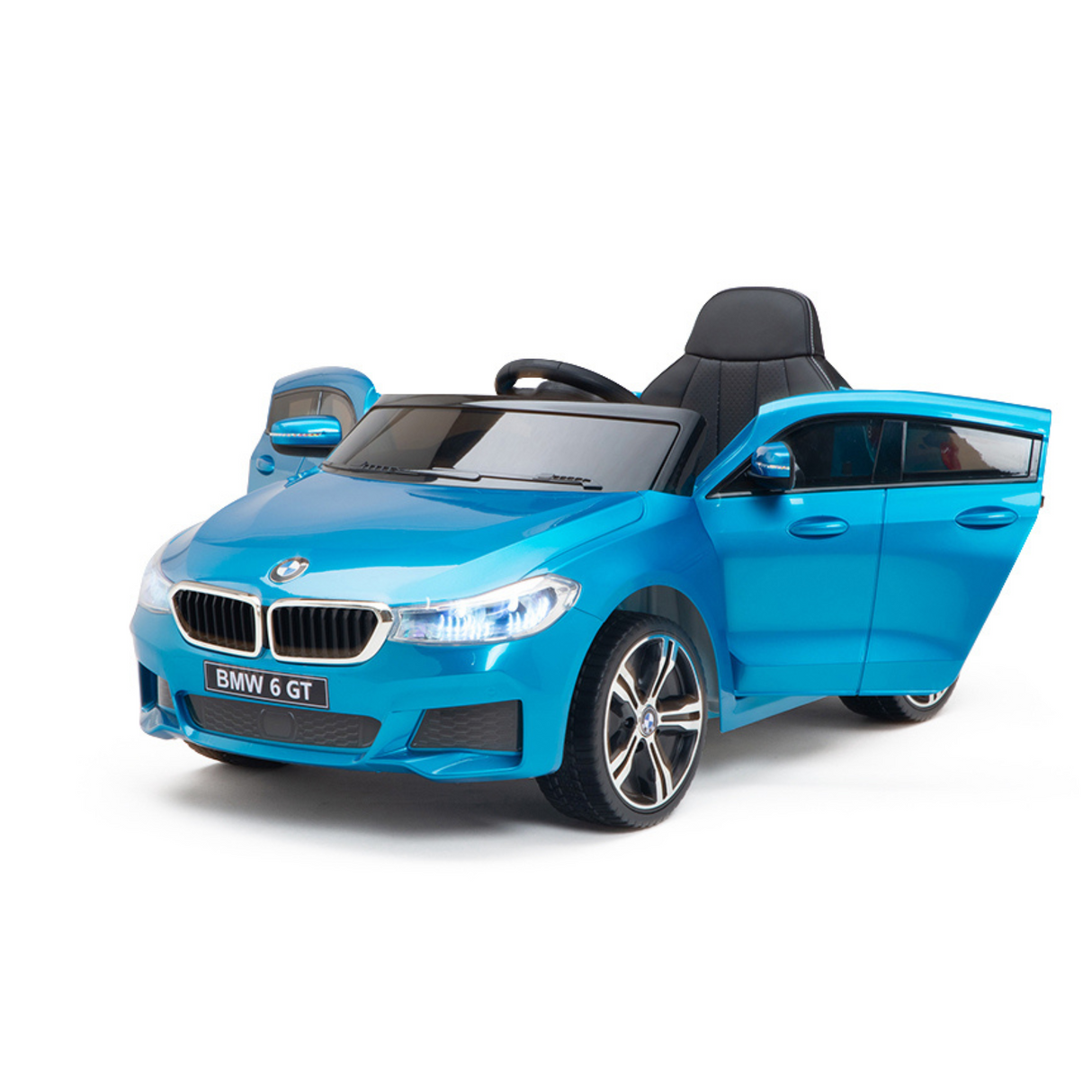 Blue 12V BMW GT Kids Licensed 1-Seater Upgraded Ride-On Car with EVA Wheels, Music, RC