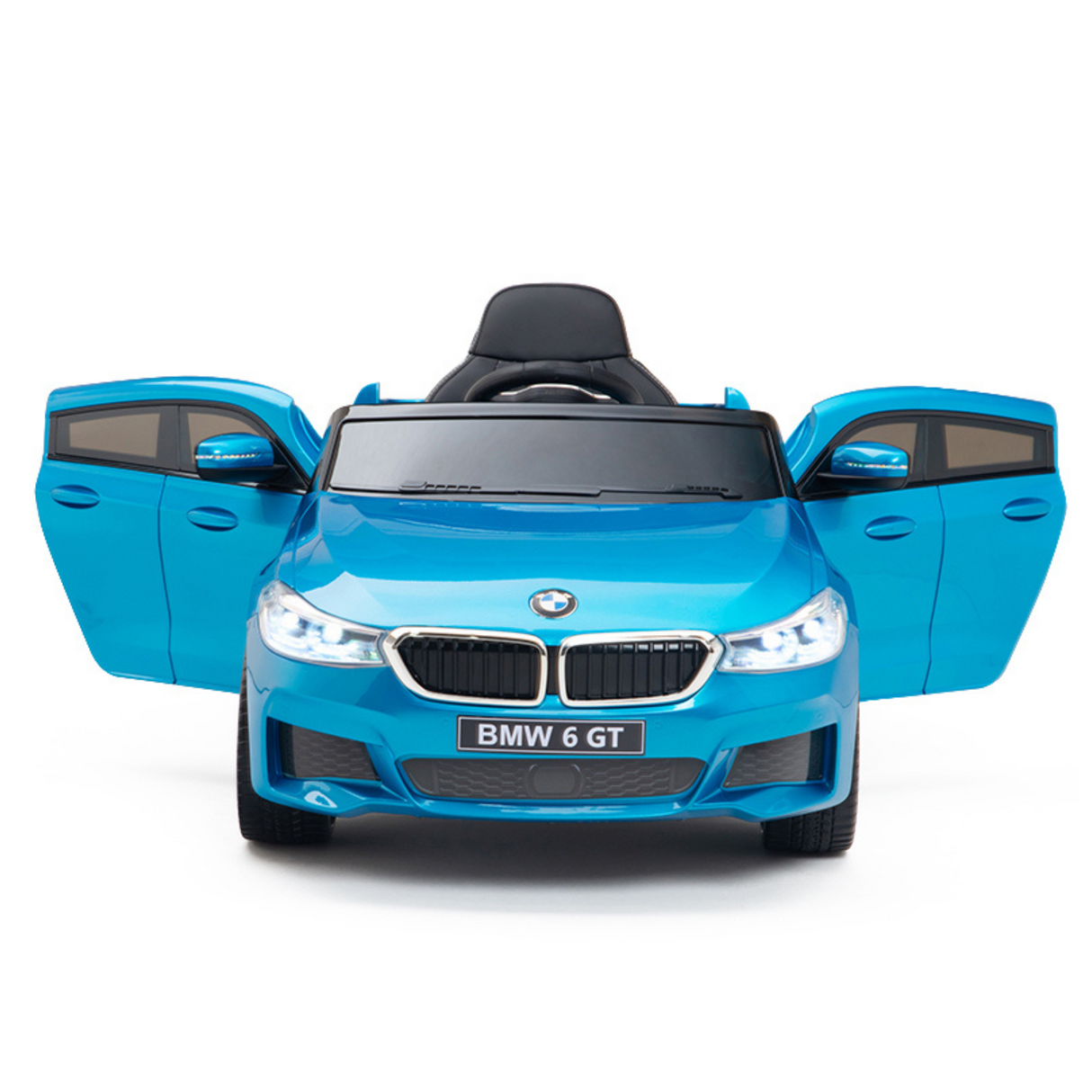 Blue 12V BMW GT Kids Licensed 1-Seater Upgraded Ride-On Car with EVA Wheels, Music, RC