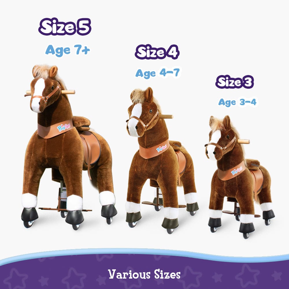 Toddlers Brown Indoor/Outdoor Ride-On Pony with Cushioned Seat, Anti-Slip Wheels (Ages 3–4)