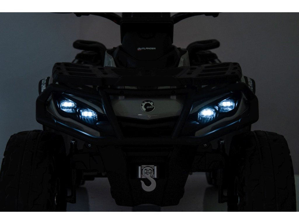 Grey 24V Premium Edition Can-Am Outlander 4WD Ride-On Quad ATV for 2 Kids