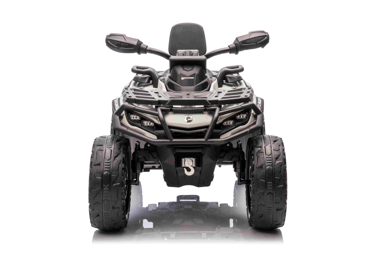 Grey 24V Premium Edition Can-Am Outlander 4WD Ride-On Quad ATV for 2 Kids