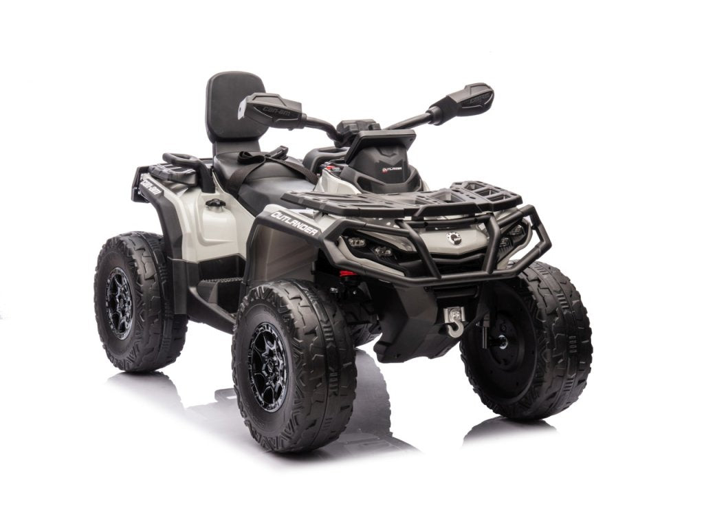 Grey 24V Premium Edition Can-Am Outlander 4WD Ride-On Quad ATV for 2 Kids